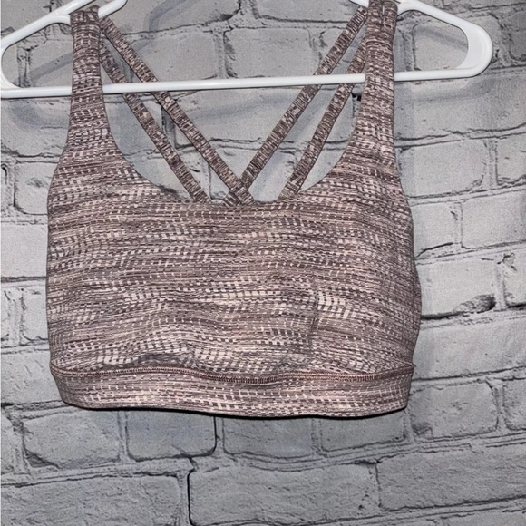Lululemon Energy Bra, Arrow Jacquard Antique Bark Copper Coil No Cup Pads Size 8 - Picture 2 of 6